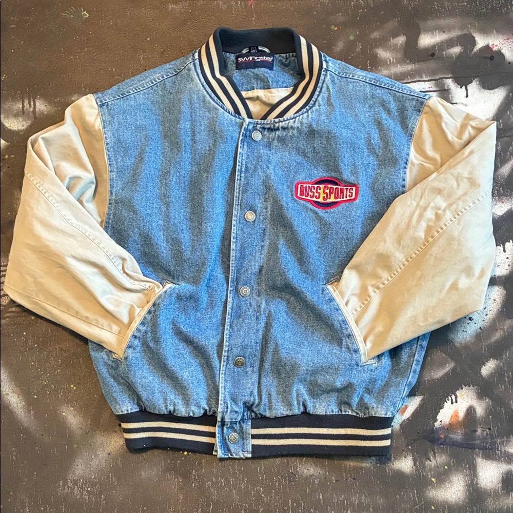 Swingster Denim and Cream Varsity Jacket